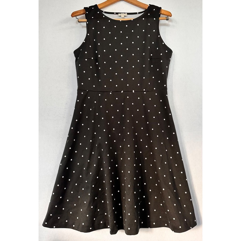 Talbots Poka Dot Black Dress Short Womens 8P Capsule Preppy Formal